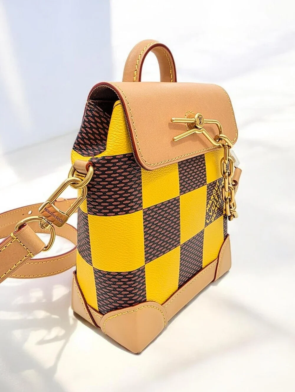 Louis Vuitton Nano Steamer Damier Pop Yellow N40536 Crossbody Bag